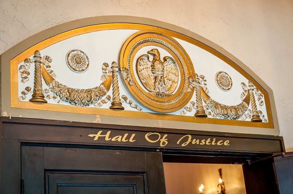 Sign for the Hall of Justice in Crown Point, Indiana
