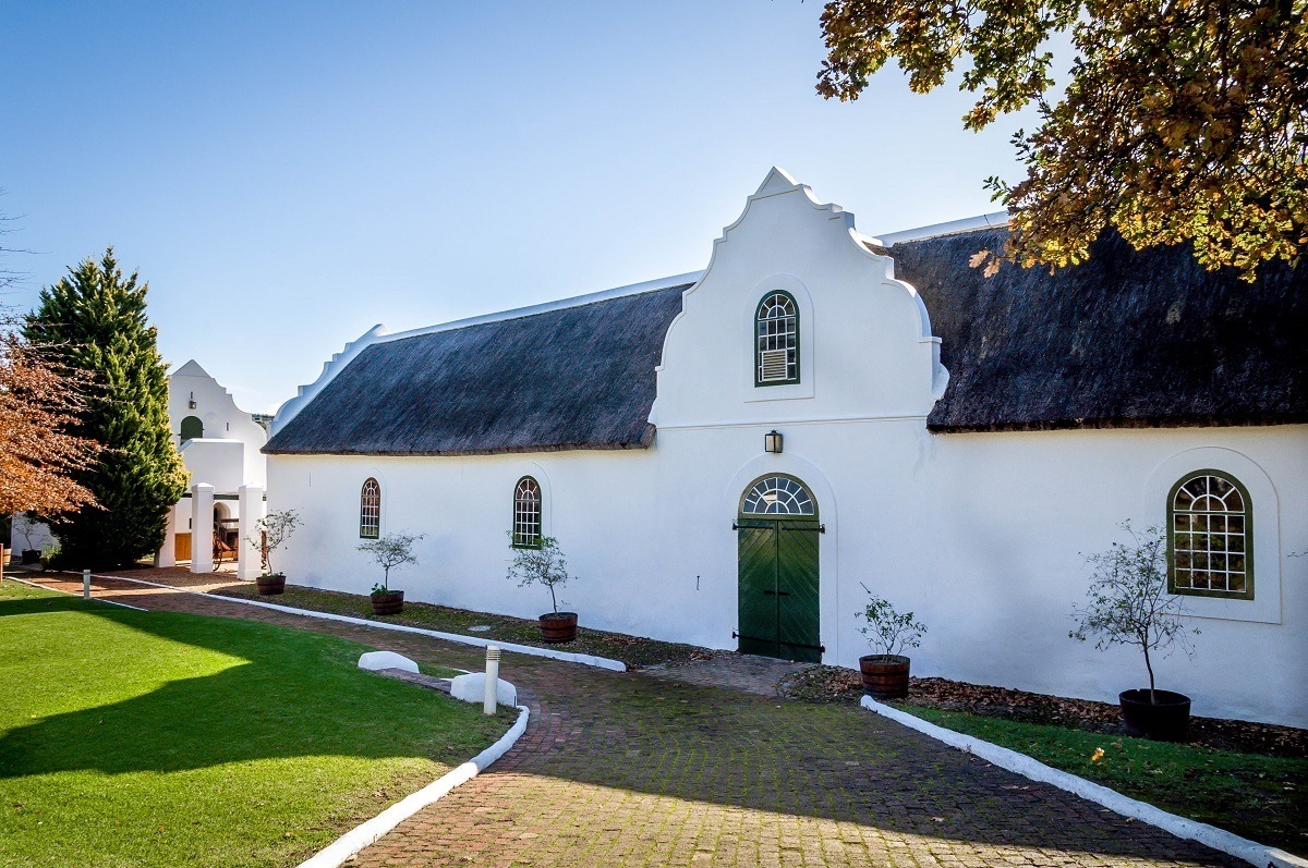 Traditional colonial Dutch architecture at the Morgenhof Estate winery on the Stellenbosch Wine Route