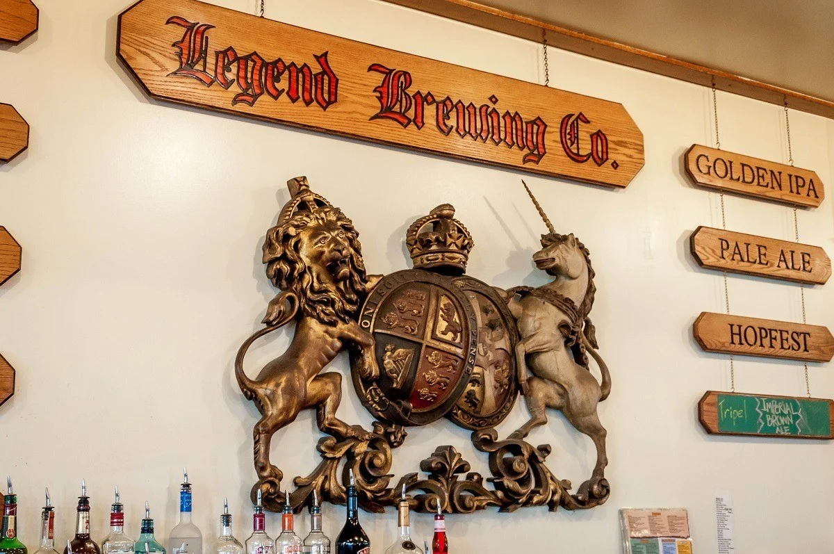 The bar and crest of Legend Brewing Company
