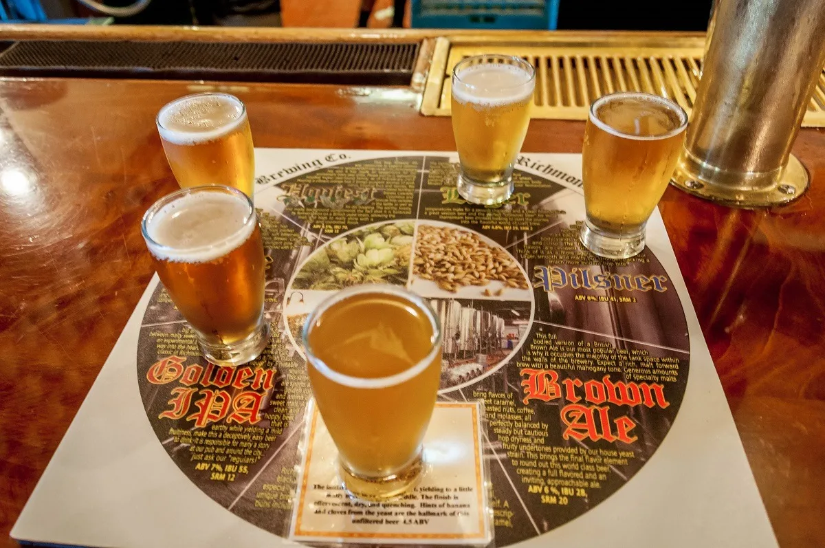 Beer tasting flight at Legend Brewing Company