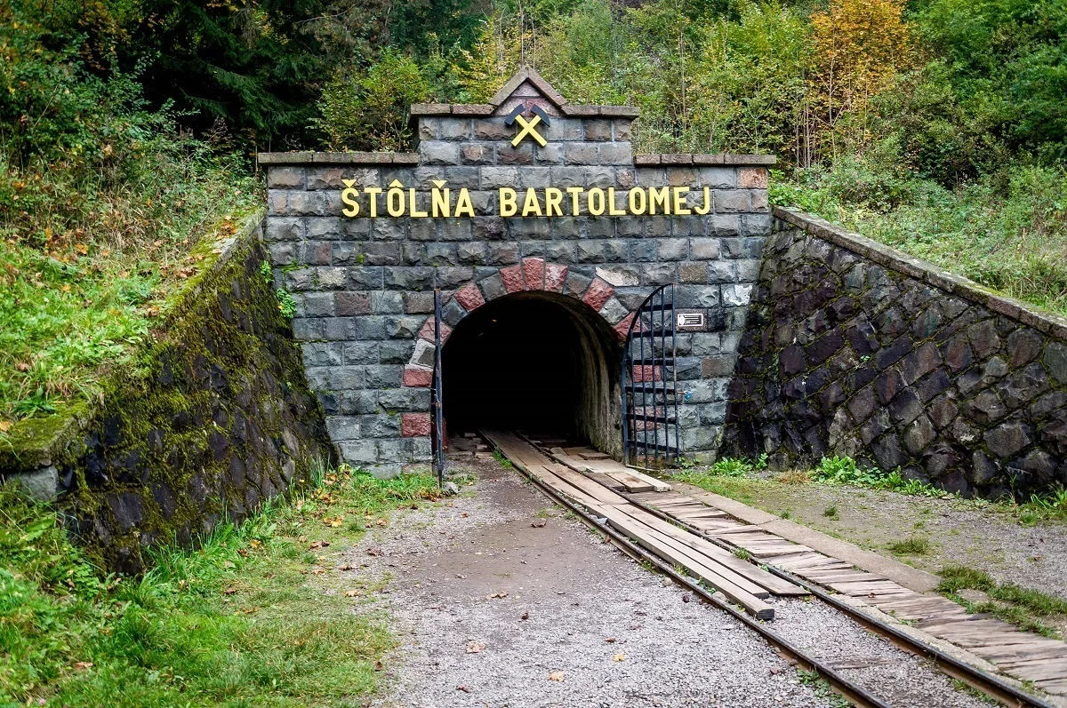 Entrance to the Bartolomej mine at the Slovak Mining Museum in Banska Stiavnica
