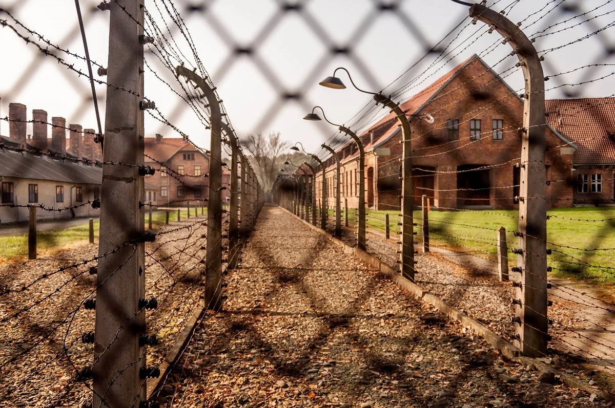 The double fence at the Auschwitz concentration and death camp