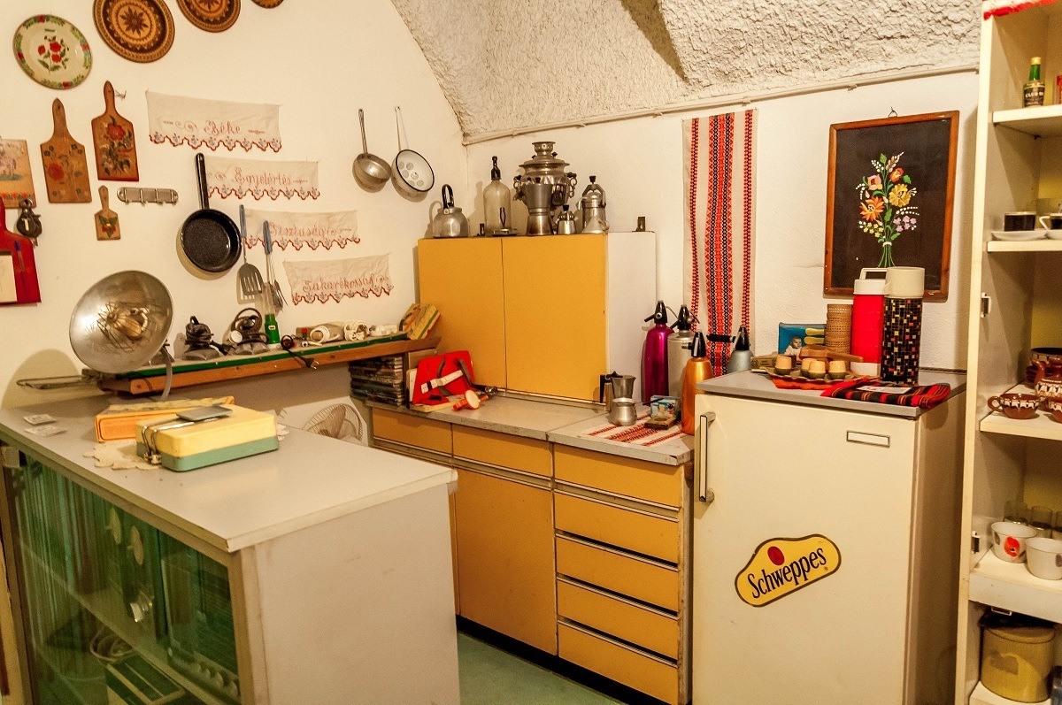 The kitchen in a communist-era apartment on a Hammer and Sickle Tour of Budapest communist sites