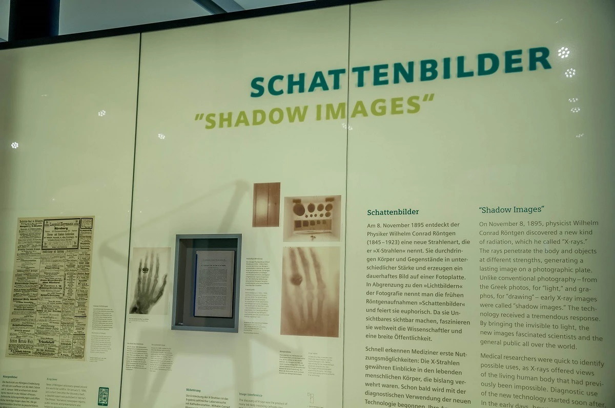 Panel at the Med Museum explaining X-ray Shadow Images