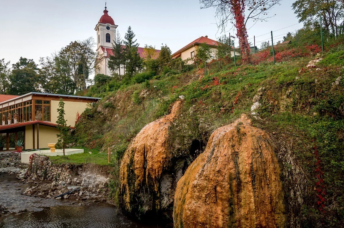 Natural hot springs formations in Sklene Teplice, Slovakia