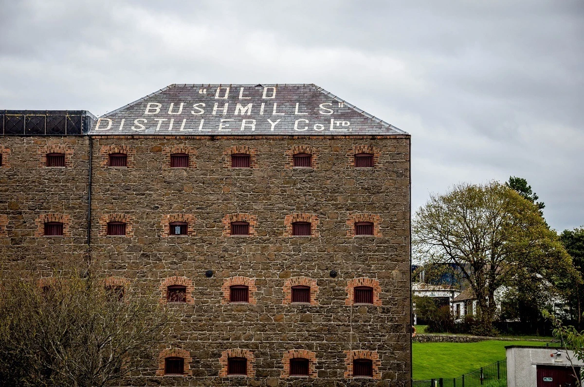 The grain building at the Old Bushmills Distillery in Northern Ireland