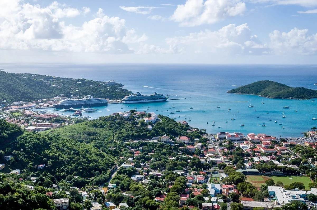 Cruise ships at the Havensight Pier in Charlotte Amalie, St Thomas