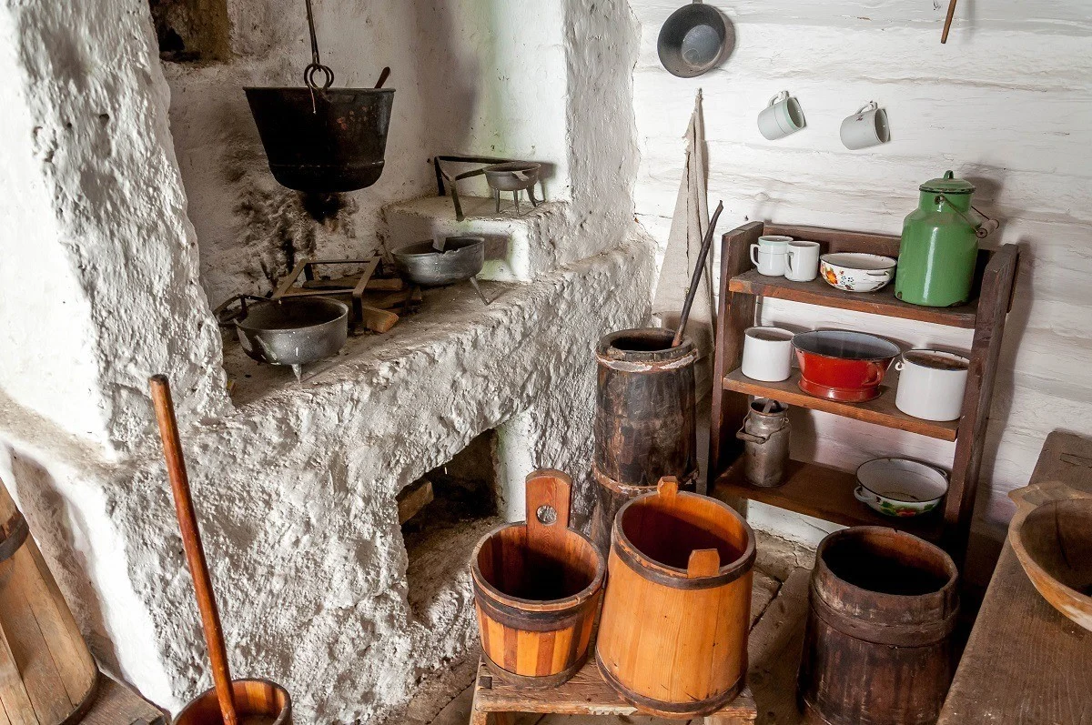 A traditional kitchen in the village of Vlkolinec