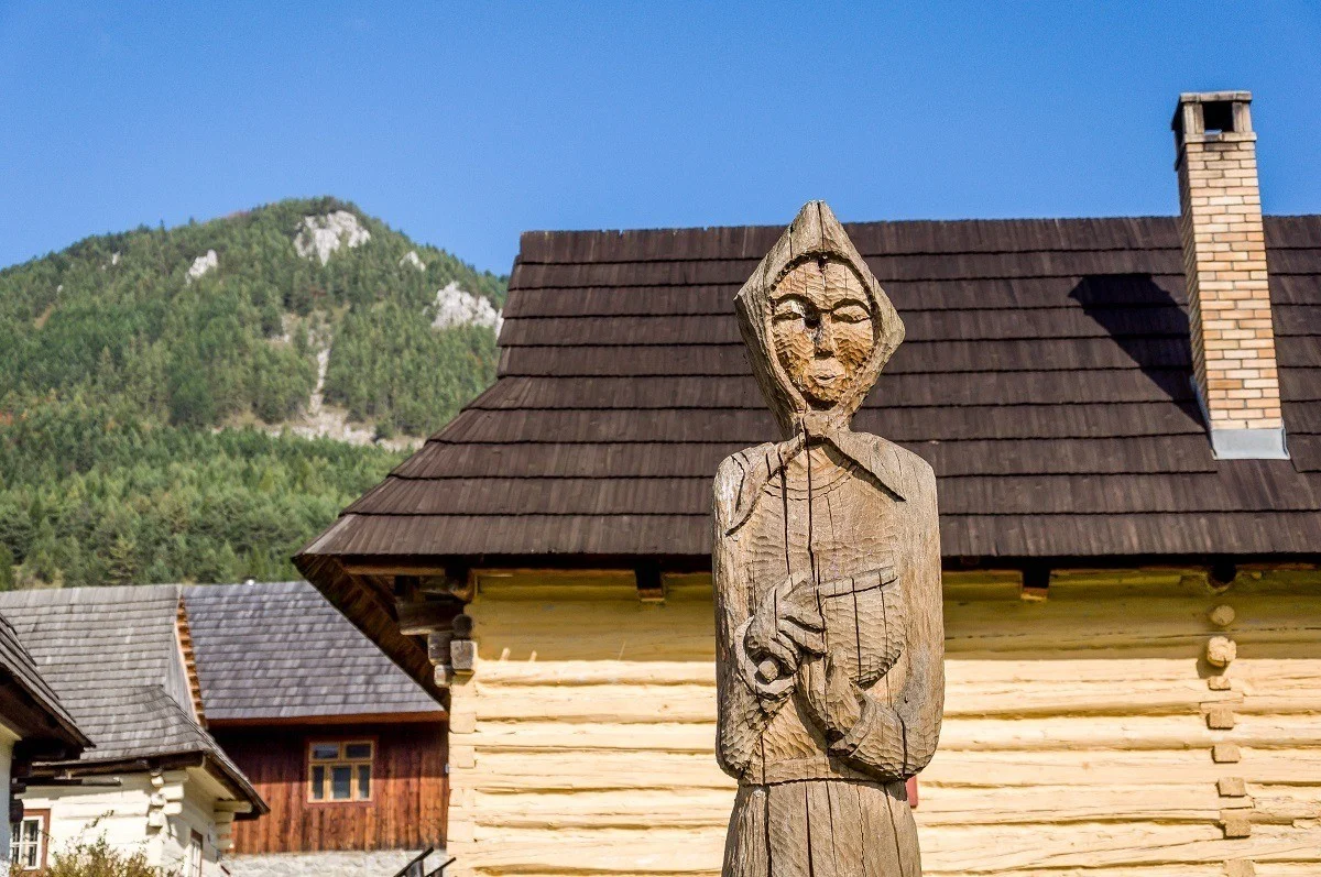 Carved wooden statue in a Slovakian village