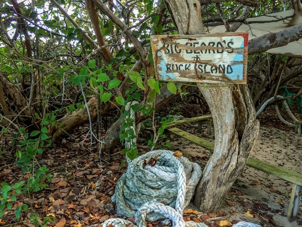 Sign saying Big Beard's to Buck Island