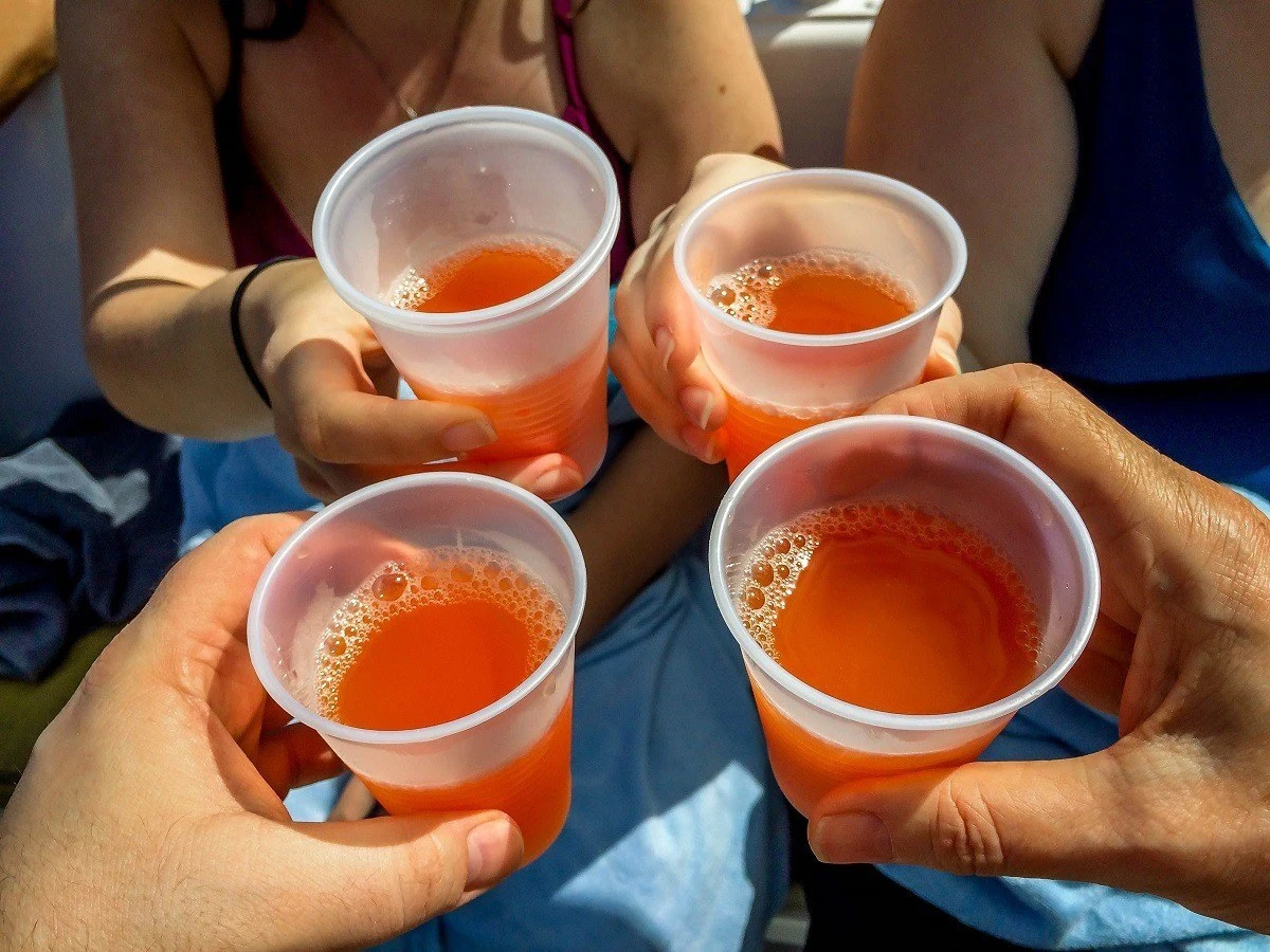 Four glasses of rum punch