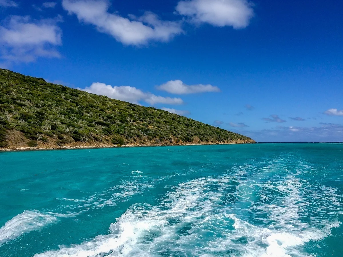 Sailing out of the Buck Island lagoon in St. Croix