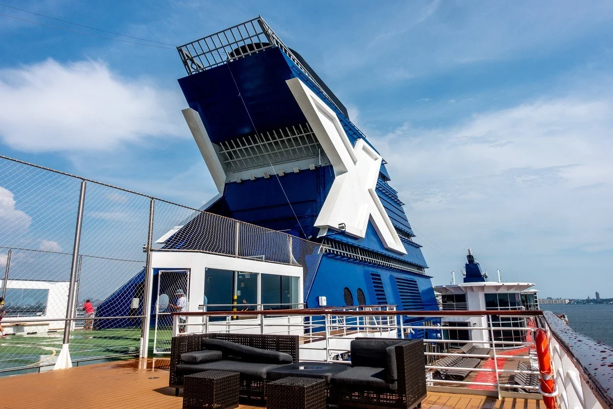 Upper deck of the Celebrity Summit with its signature X