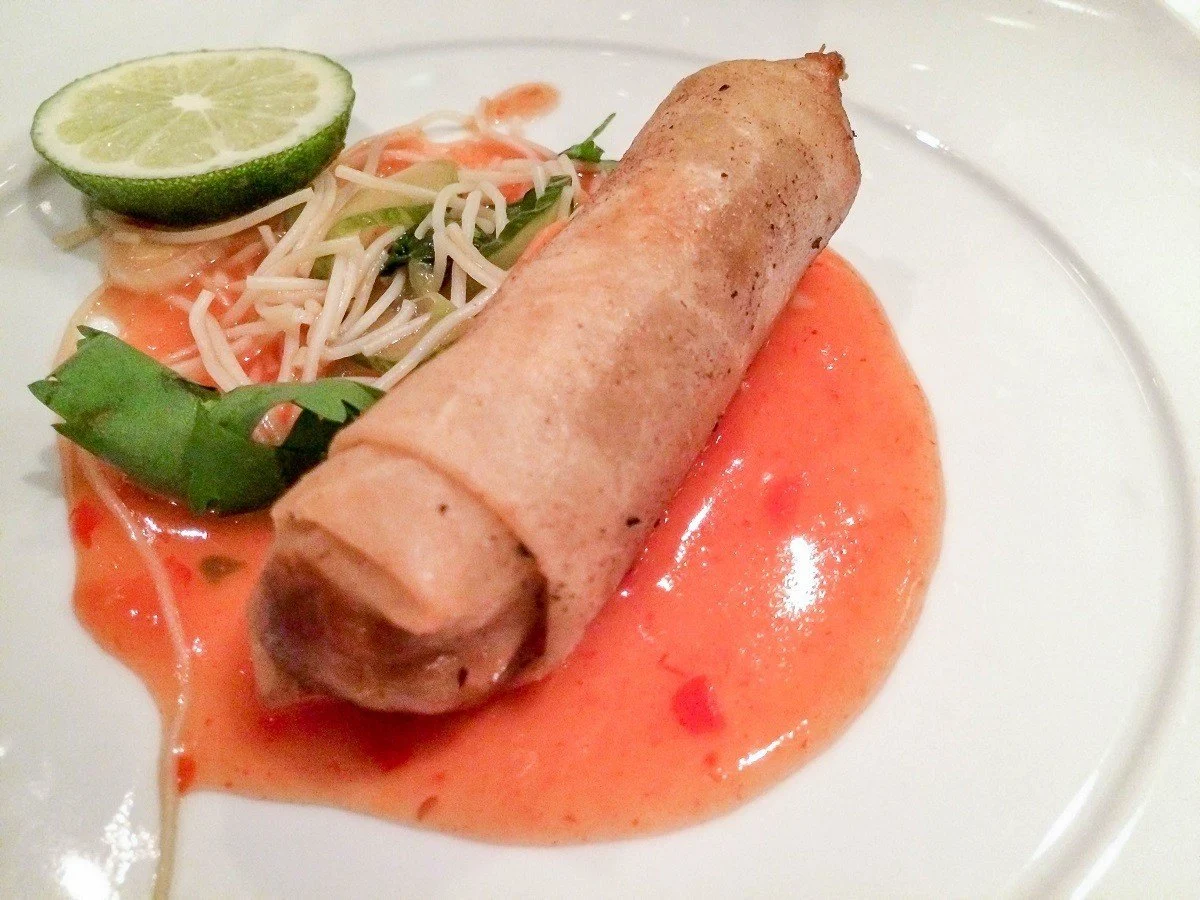 Spring roll on a plate