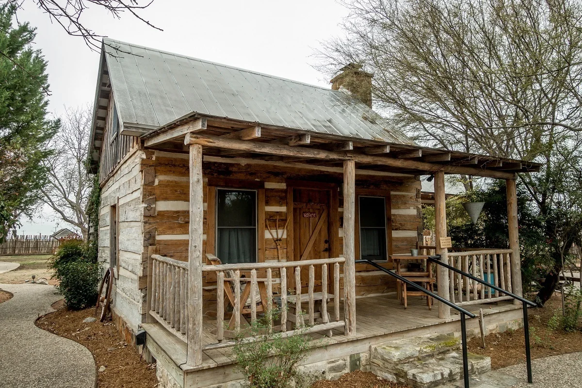 Exterior of Llano cabin at the Cotton Gin Village in Fredericksburg, Texas
