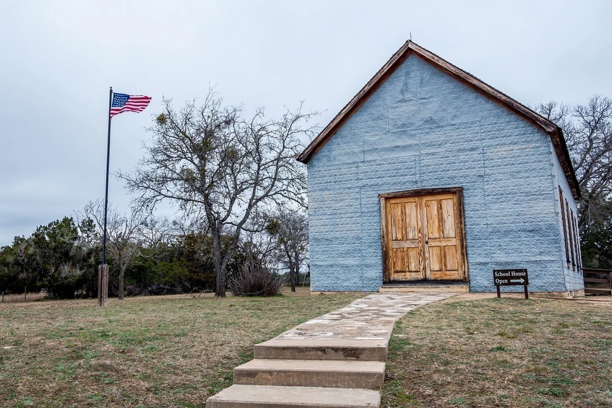 Exterior of one-room schoolhouse 