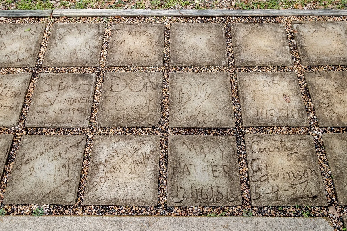 Paving stones signed by the Rockefellers and Billy Graham. 
