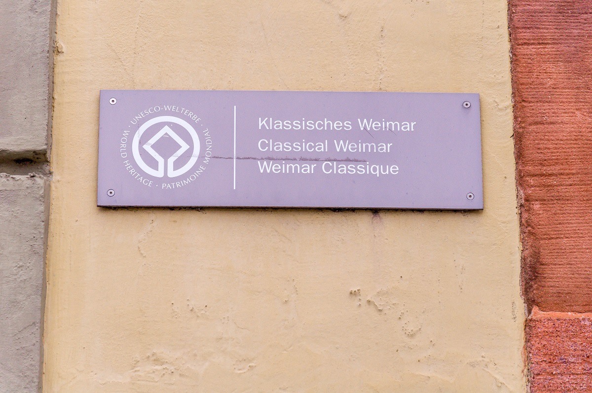 Sign for the Classical Weimar UNESCO World Heritage Site