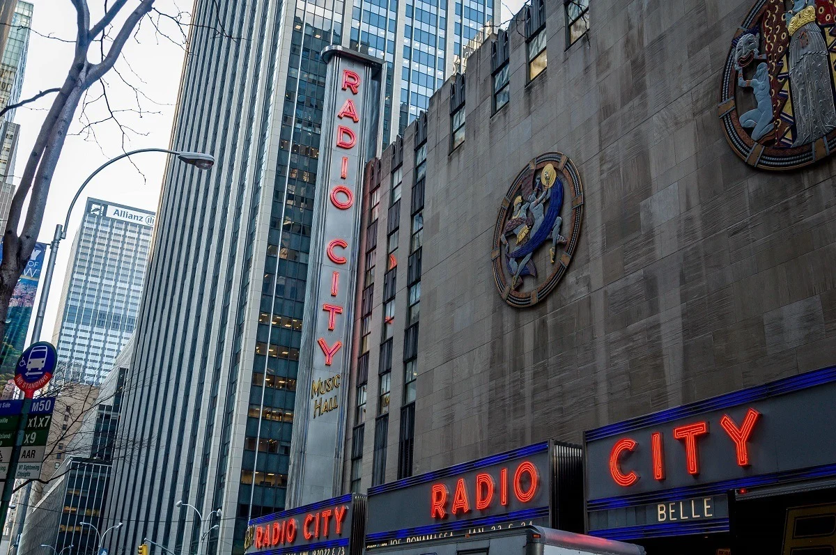 Radio City is decorated with Art Deco icon representing dance, drama, and song