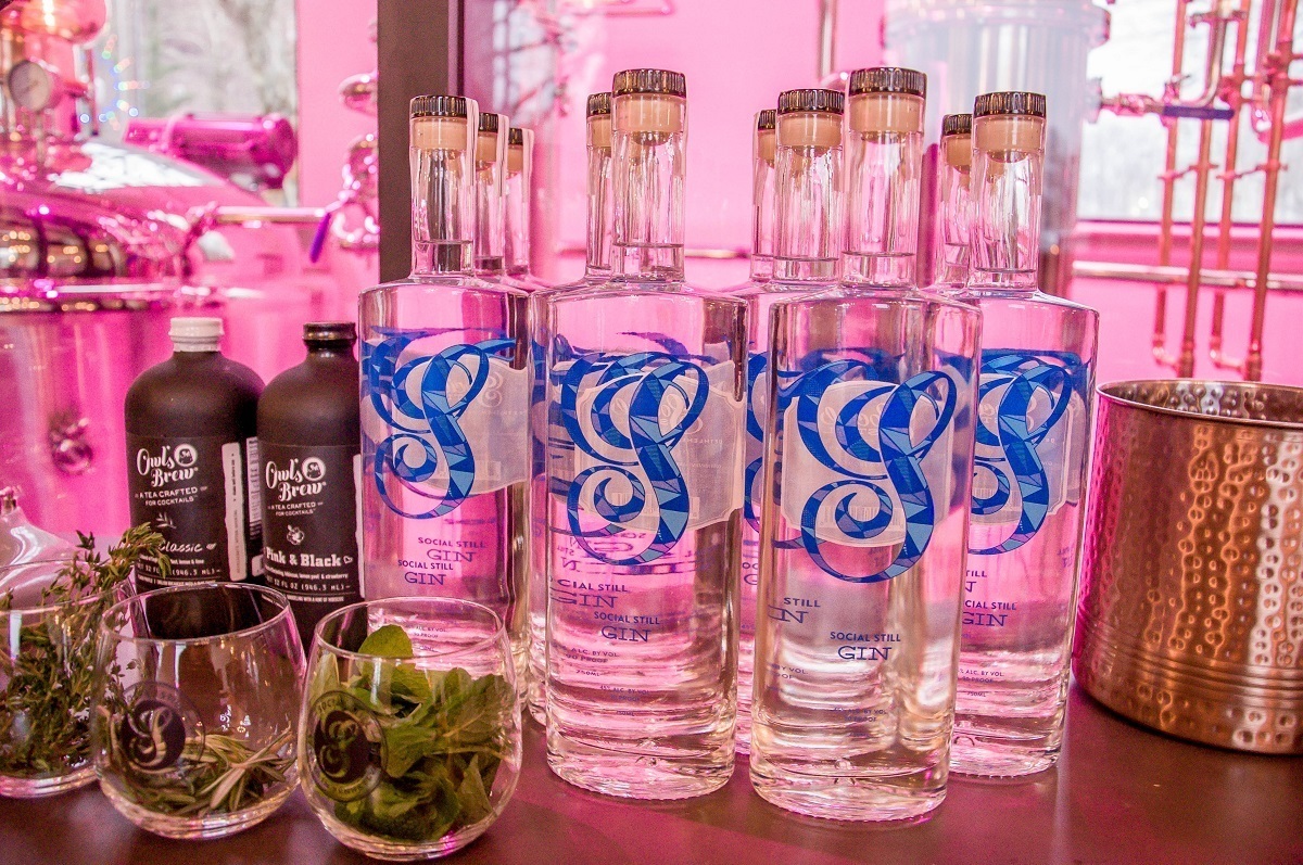 Vodka bottles at Social Still in Bethlehem, Pennsylvania.