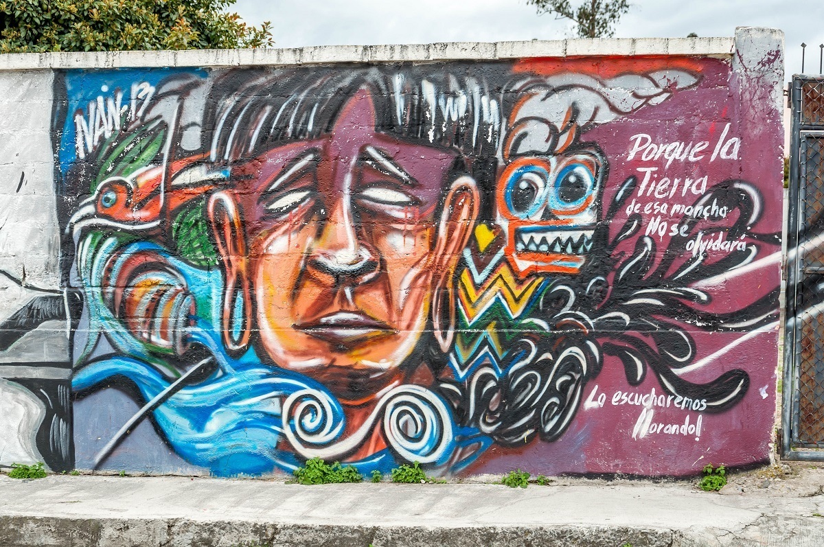 An indigenous mural in Cotacachi