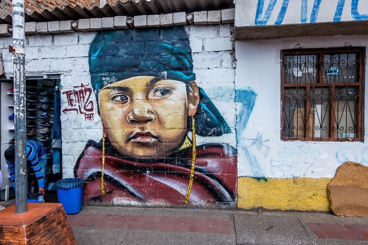 Street art in Ecuador mural of boy