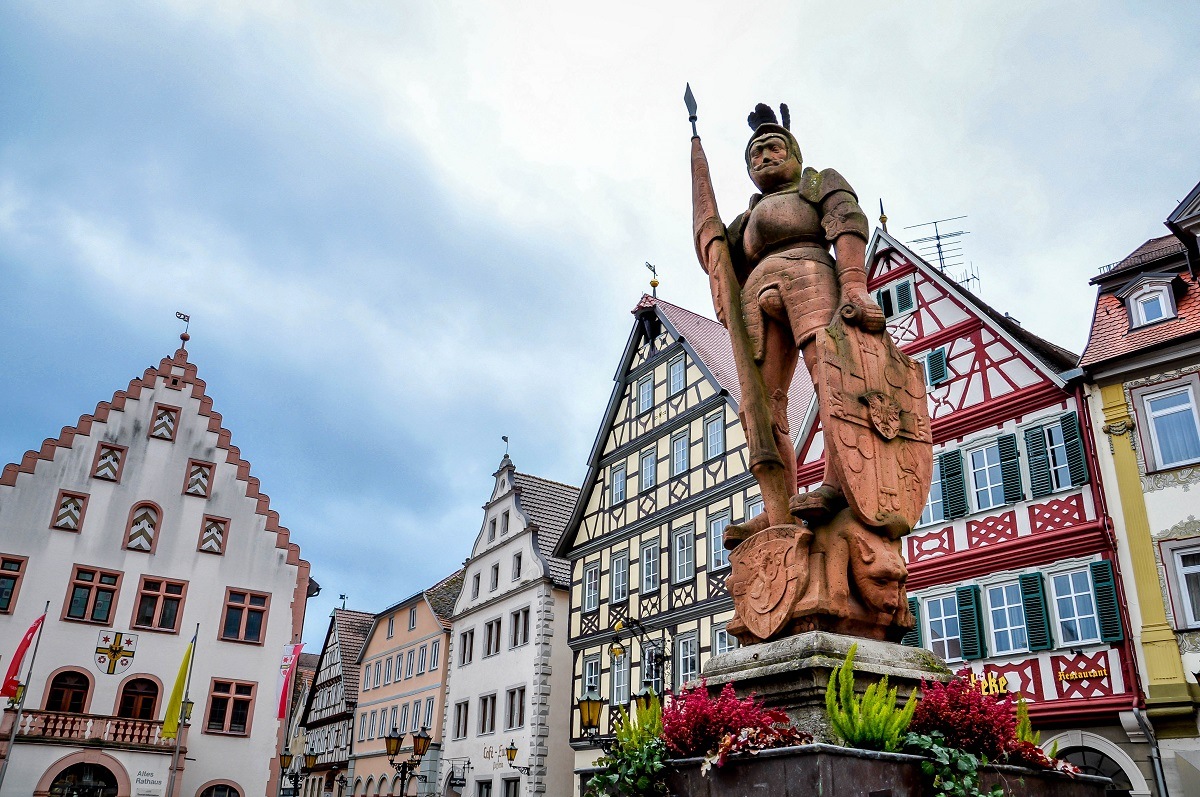 Statue in the market square in Bad Mergentheim on Germany's Romantic Road