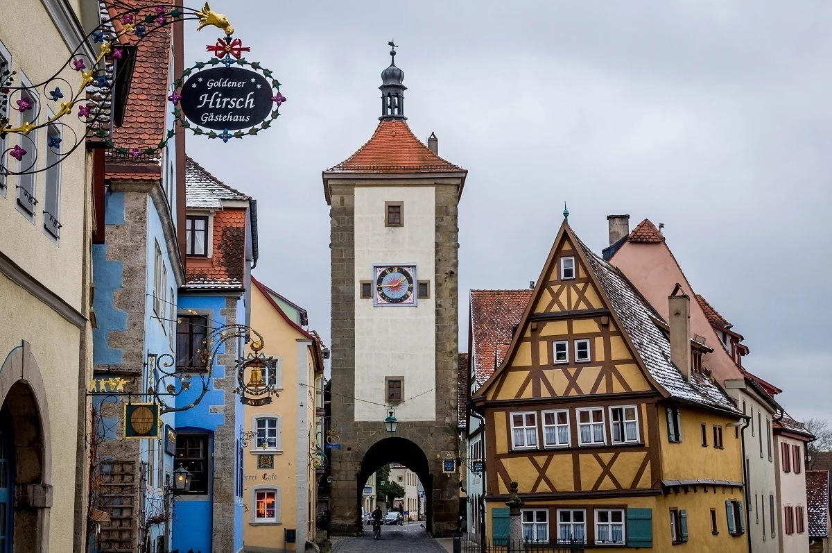Tower and city gate to Rothenburg od Tauber on the Romantic Road Germany