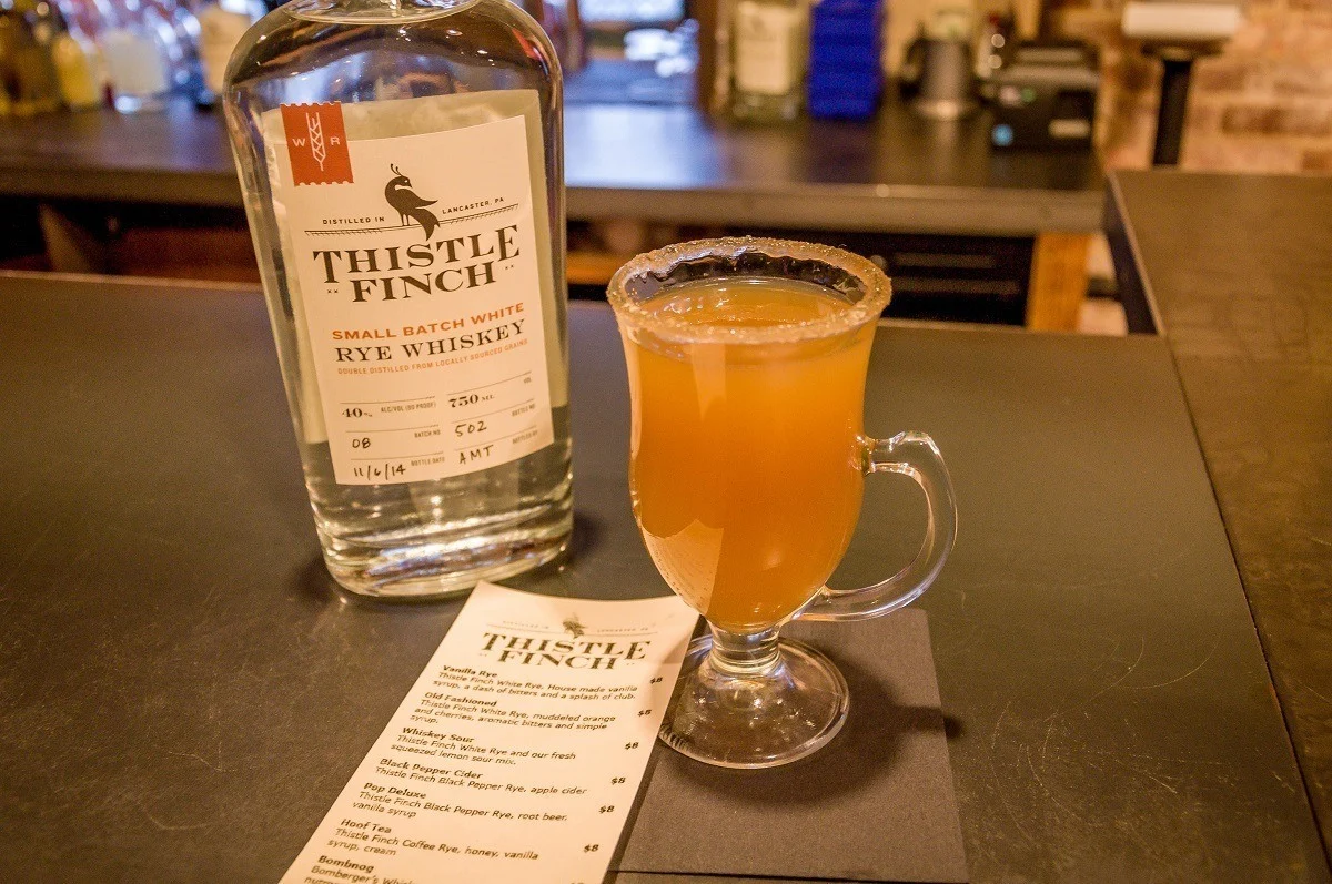 Sampling cocktails at Thistle Finch in Lancaster, Pennsylvania.