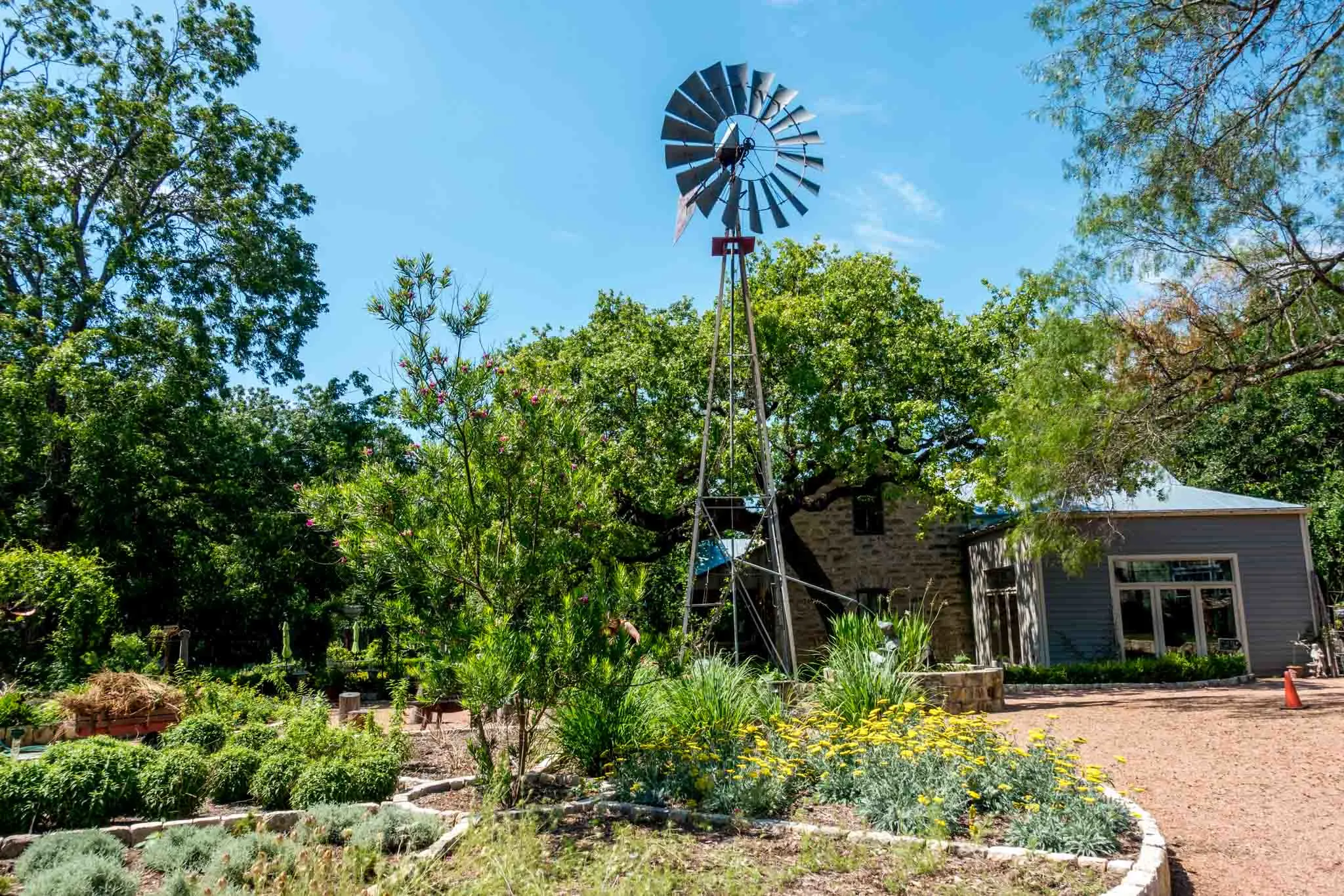 Windmill in a garden.