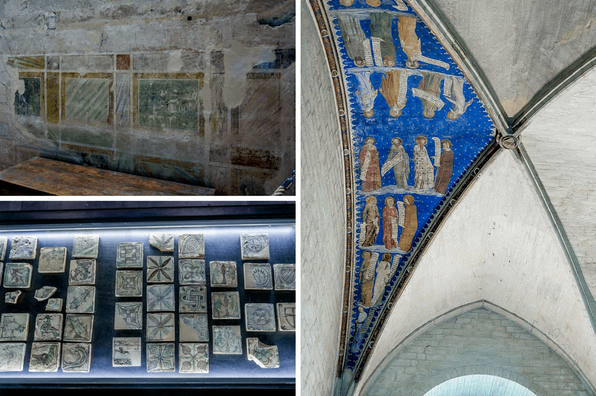 Painted frescoes and tile details