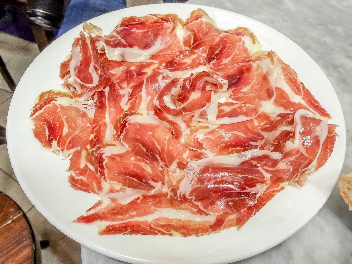Plate of Spanish Iberico ham