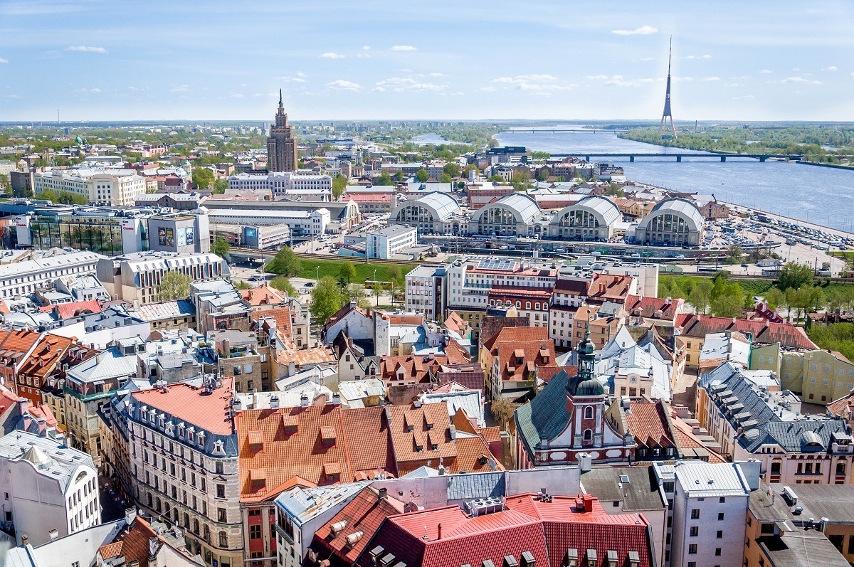 Panorama view of Old Town Riga, Latvia from above