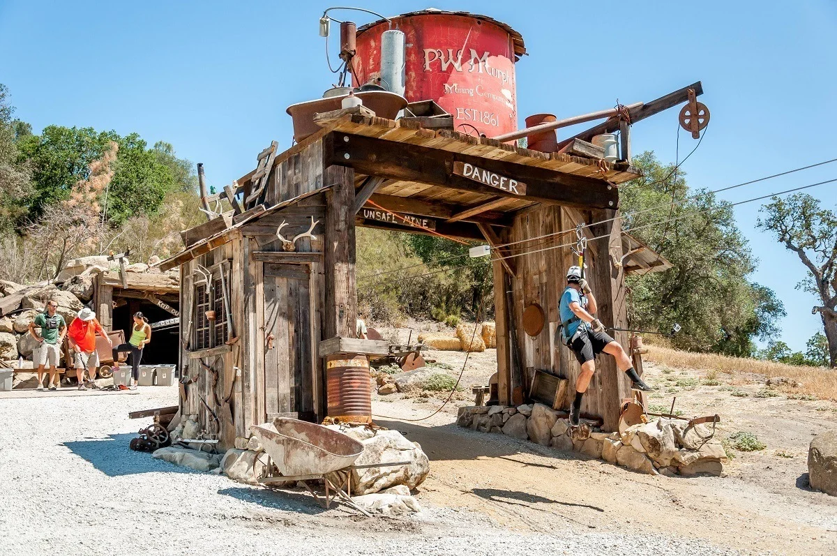 The "mining town" at the Margarita zip line in Paso Robles