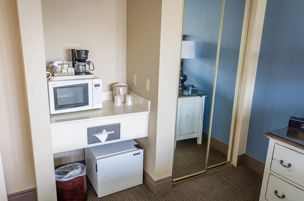 Each room has a mini-refrigerator, microwave and a coffee maker