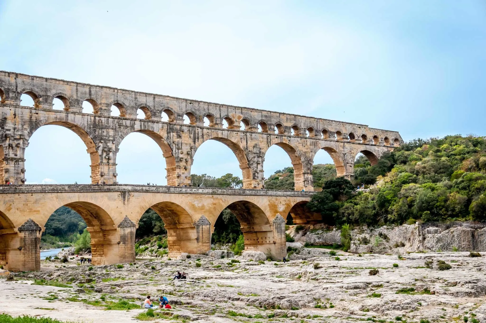 Arches of an ancient aqueduct over the Gardon River