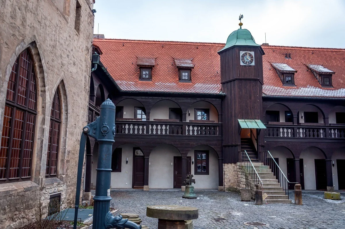 The Augustinian Monastery in Erfurt with the water pump where Luther got water