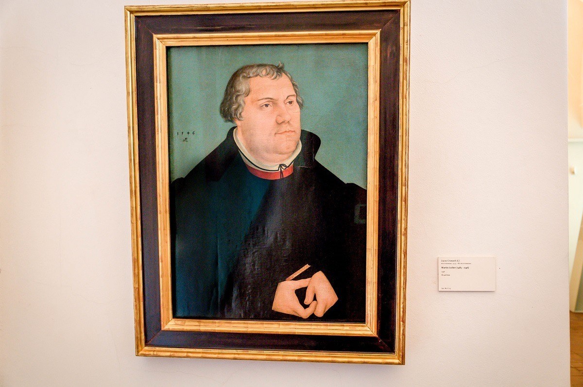 A portrait of Martin Luther by Lucas Cranach in the Weimar Palace