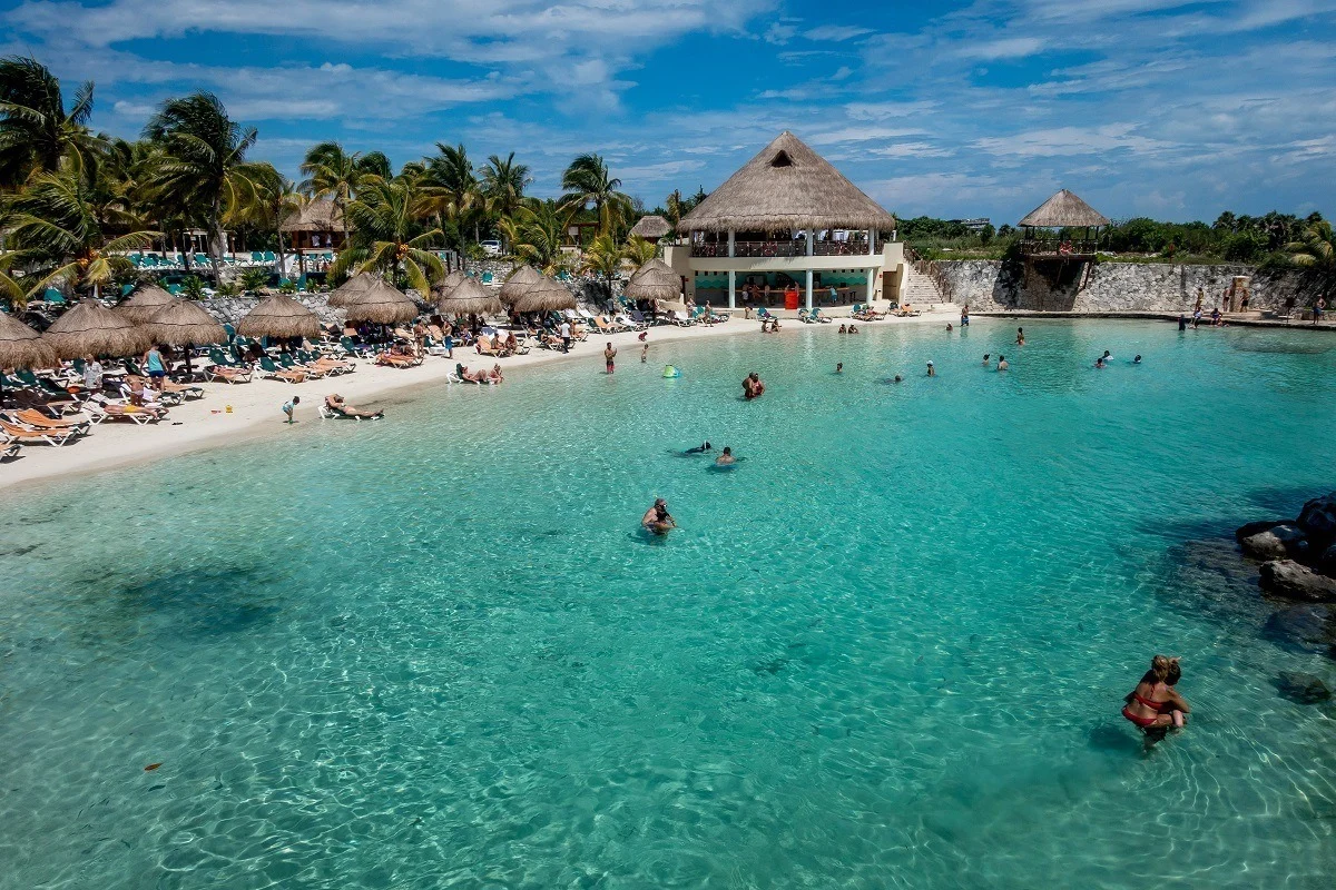 The beach area of the Hotel Occidental at Xcaret Destination in Playa del Carmen, Mexico