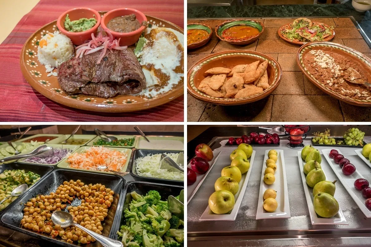 Food from the restaurants at the Barcelo Xcaret resort