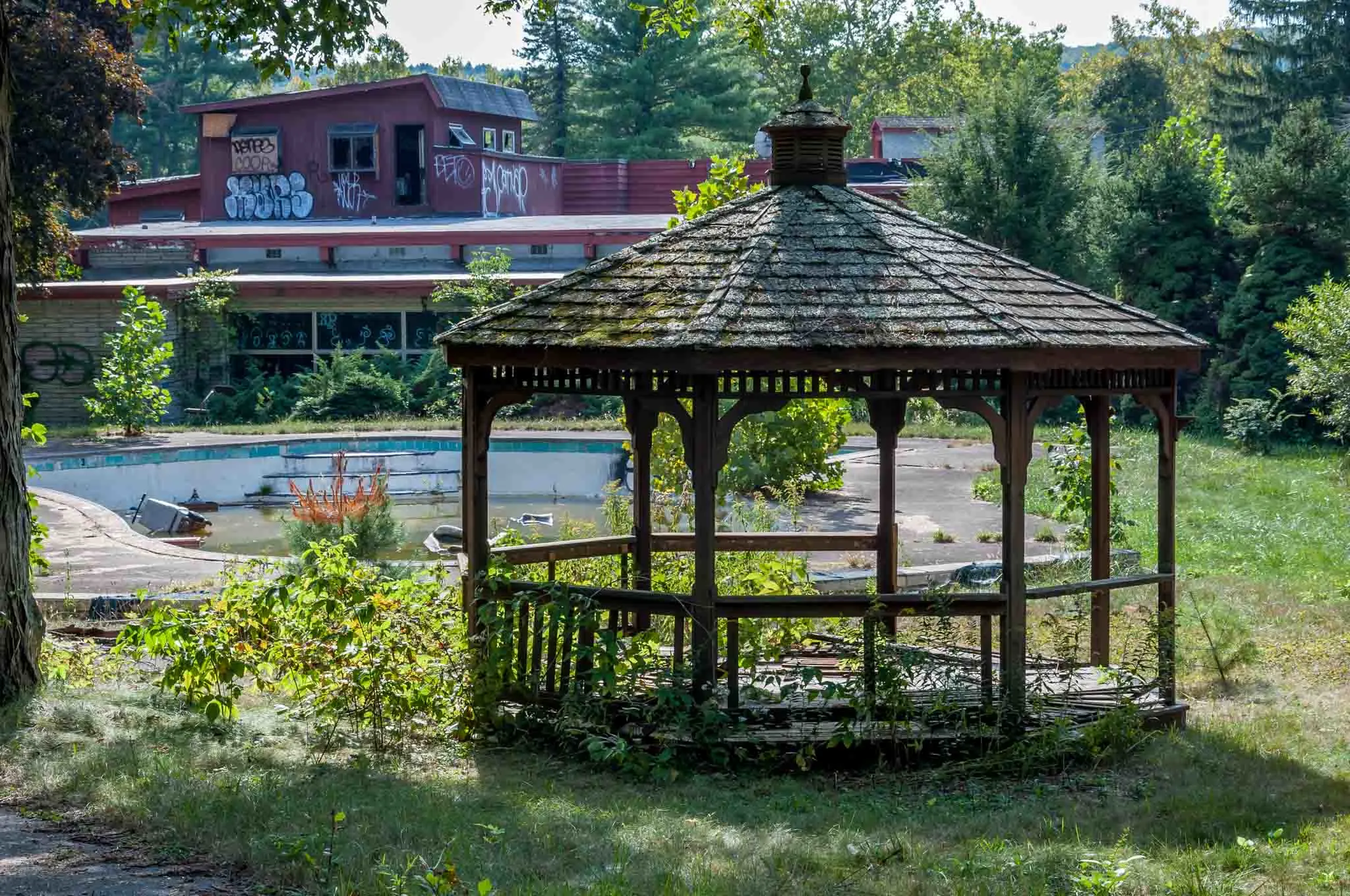 A gazebo at one of the abandoned resorts in Pennsylvania