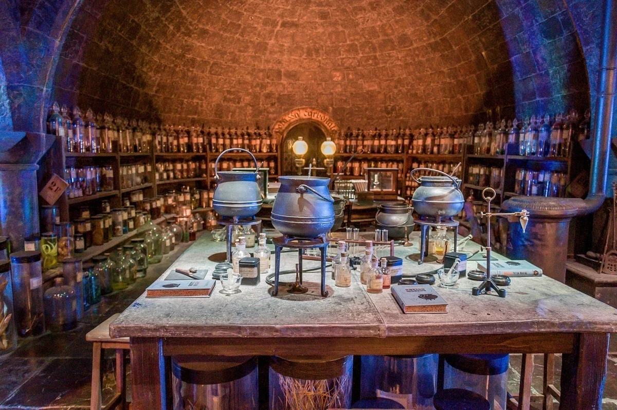 The potions classroom at Hogwarts School of Witchcraft and Wizardry