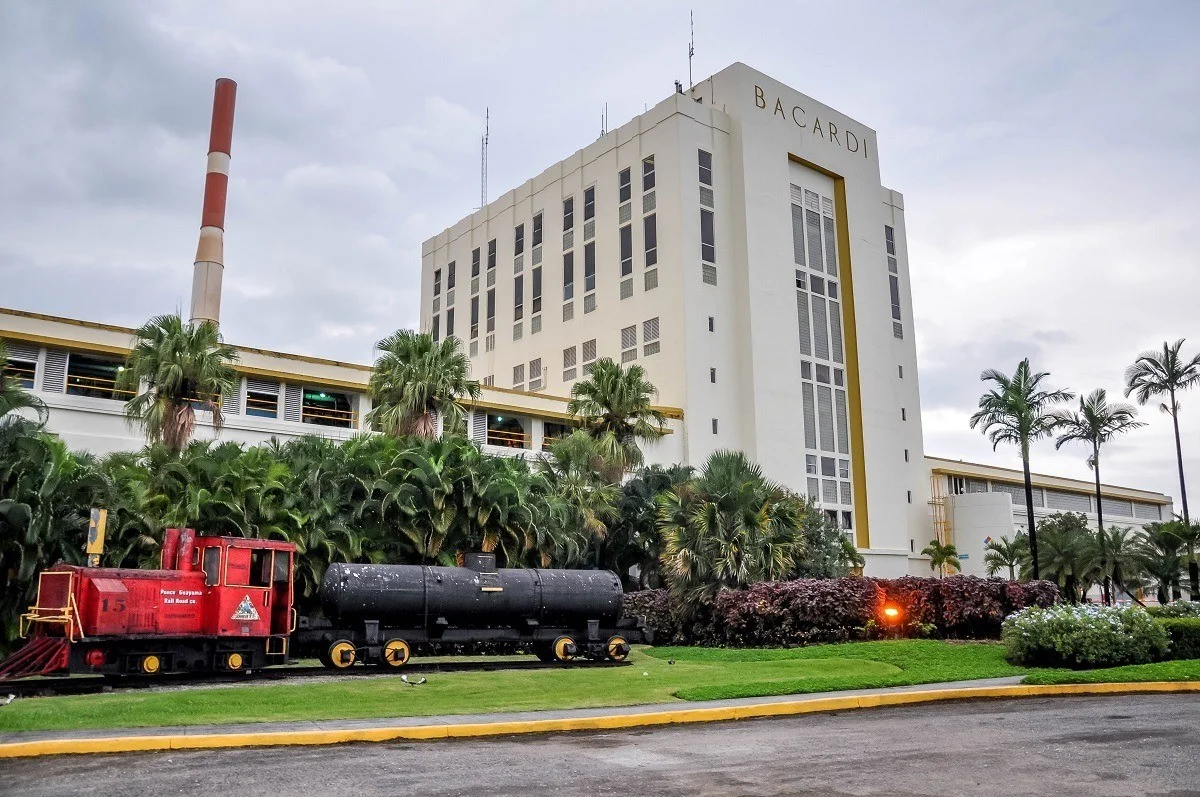 Small trail in front of the Bacardi factory building, a key highlight on your weekend in Puerto Rico itinerary