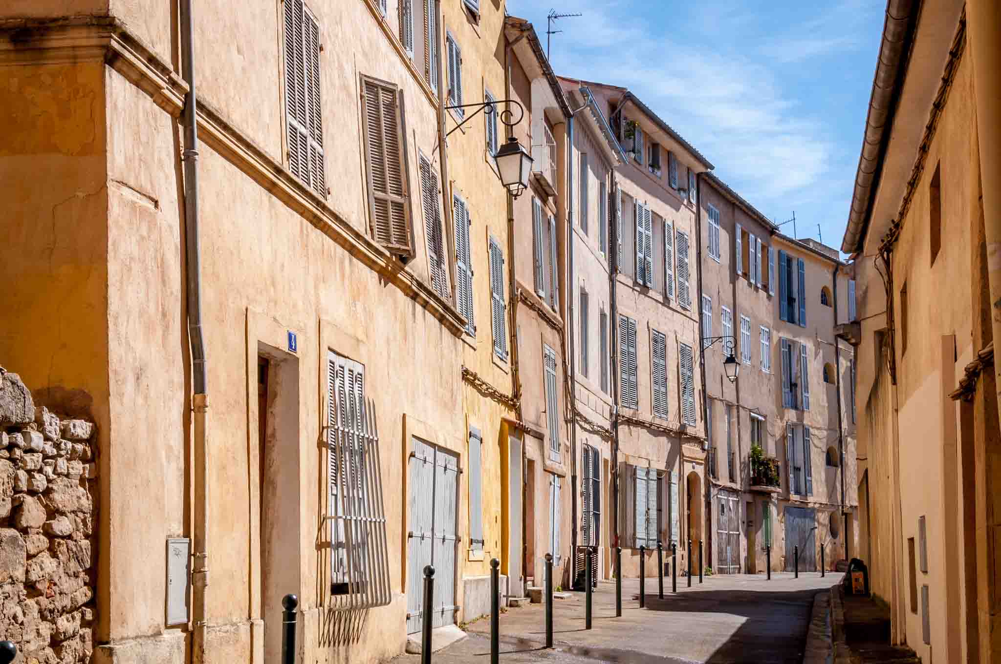 Peach and yellow buildings in Aix-en-Provence, France