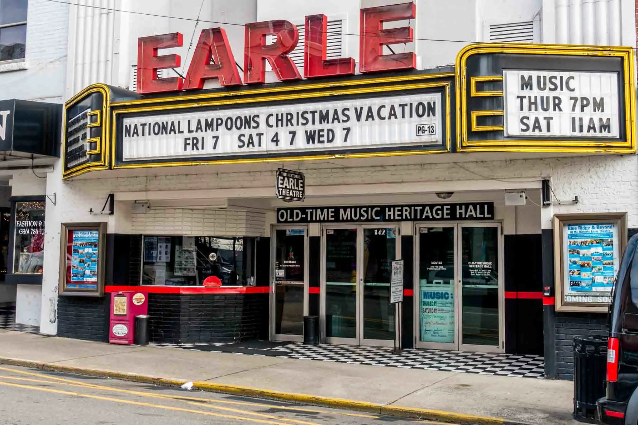 Exterior of Earle Theater and its marquee 