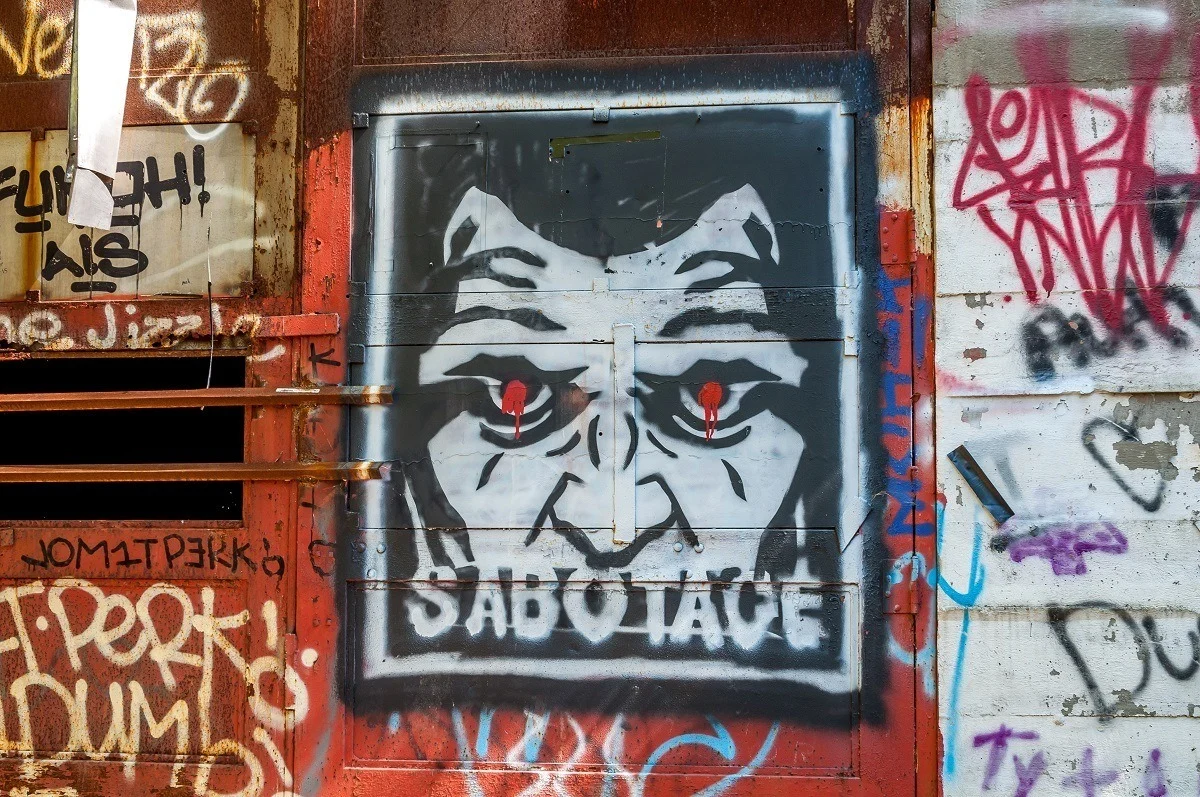 Graffiti saying Sabotage at the Rays Hill Tunnel near Breezewood