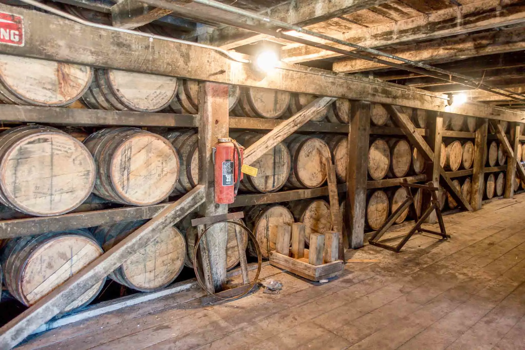 Whiskey barrels in storage at Jack Daniels distillery in Lynchburg Tennessee