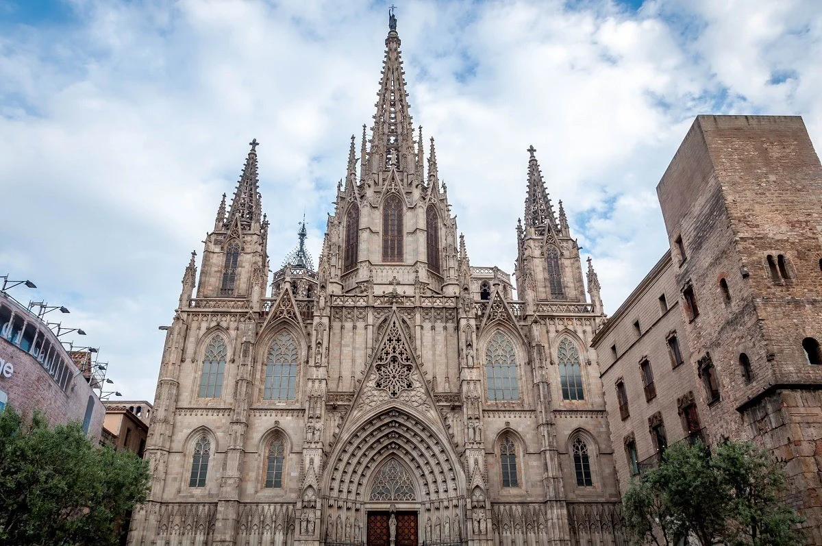 Exterior of the Barcelona Cathedral in Spain
