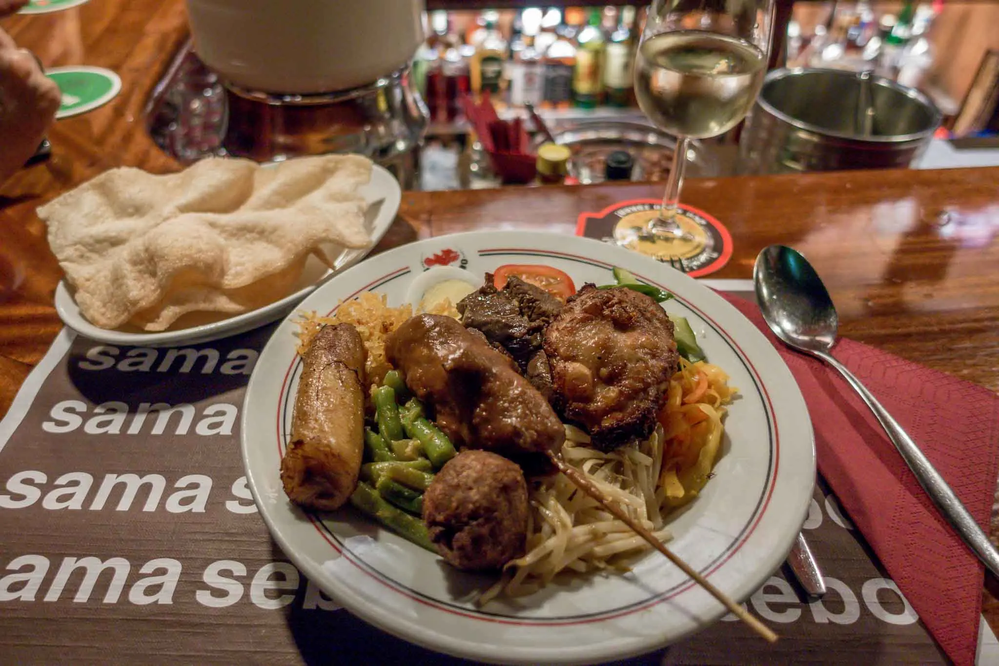 Meat skewers and vegetables on a plate