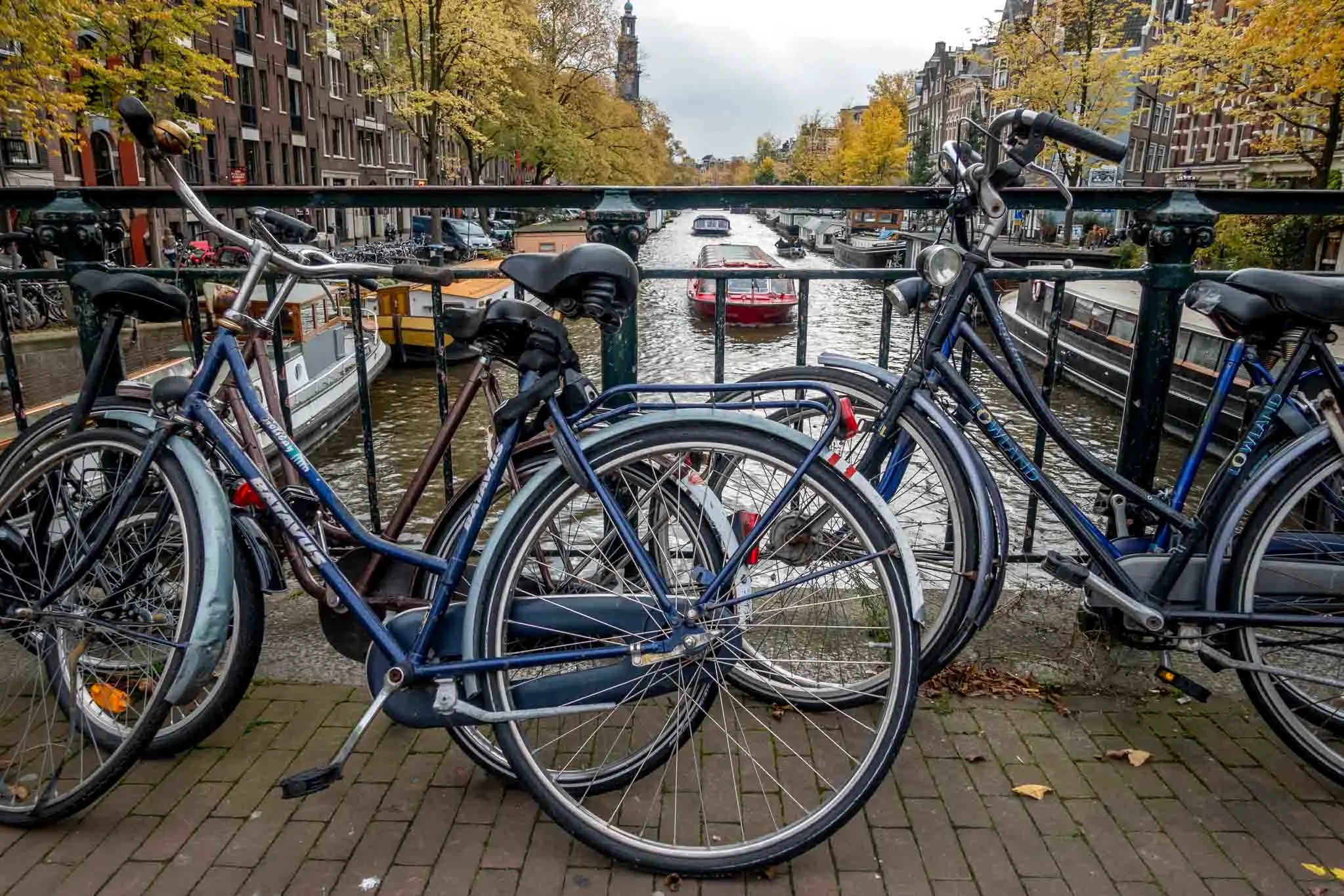 Bicycles against a railing